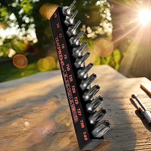 Tekprem Torx Bit Set With 1/4 Inch Magnetic Bit Driver,Tekprem 12-Piece Security Torx Screwdriver Bit Set With 1 Inch T5 T6 T7 T8 T9 T10 T15 T20 T25 T27 T30 T40 Tamper Resistant thumb #2