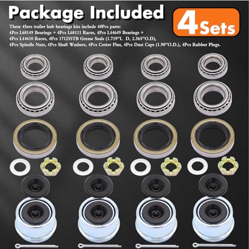 Taxutor AP0241 4 Sets L68149 L44649 Boat Trailer Axle Hub Bearing Kit thumb #3