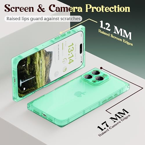 IAIYOXI Rectangle Case Compatible for iPhone 16 Pro Max, Full Camera Protection & Reinforced Corners TPU Cushion Clear Cover, Shockproof Silicone Phone Case for Women Girls (iPhone 16 Pro Max, Green) by IAIYOXI - Used condition - Image 3