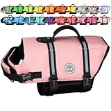 VIVAGLORY Rip Stop Schwimmweste Hund, Hundeschwimmweste, Schwimmhilfe & Auftrieb, Rettungsweste Hund für Bootfahren, XXS, Kirschblütenrosa