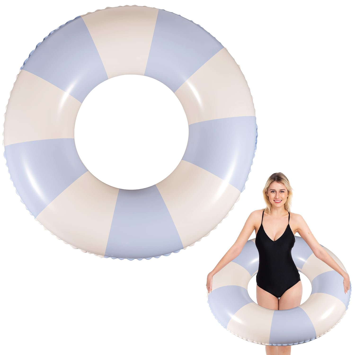Flotadores Piscina Anillo de Natación Inflable Flotador Piscina Vintage a Rayas Flotador Inflable para Piscinas de Verano y Playa para Adultos y Niños, Diámetro Inflado 75 cm