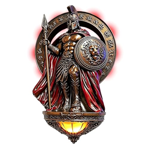 Luz estatua medieval a batería de resina para baño de granja y salón
