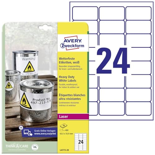Étiquettes Avery Zweckform blanches pour organiser vos boîtes de rangement et colis