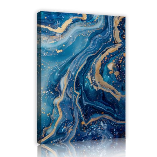 Art mural bleu canard fluide en marbre pour sublimer l'ambiance de votre bureau moderne