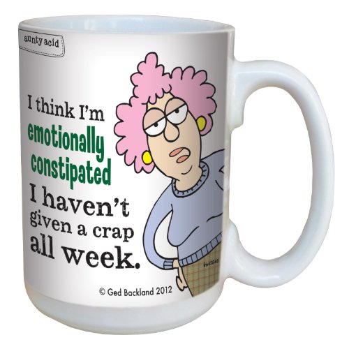 Hilarious Aunty Acid Emotionally Constipated Large Coffee Mug, 15-Ounce Cup lm43848, Funny, Unique Gag Gifts for Office Coworkers, Tree-Free Greetings
