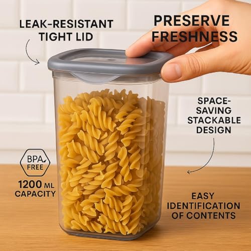 Image of Airtight Kitchen Storage and containers Set | 1200 ML Transparent Food Storage Box for Pulses, Grains, Cereals, Snacks & Dry Fruits | Kitchen Accessories Items for Home(3 Pcs)