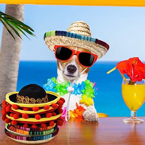 6 Pieces Mini Mexican Sombrero Hats Cute Straw Sombreros Mini Fun Fiesta Straw Hat for Fiesta Carnival Summer Mexican Theme Party Decorations Party Favors