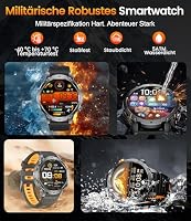 SUNKTA Smartwatch Herren Militär 1000 mAh großer Akku 1,7″ HD Bluetooth Anrufe Smartwatch für iOS Android Fitnessuhr,Herzfrequenz/Schlafmonitor/Schrittzähler,3 Armbänder,2 Ladegeräte,Schwarz Sportuhr – Ansicht 3