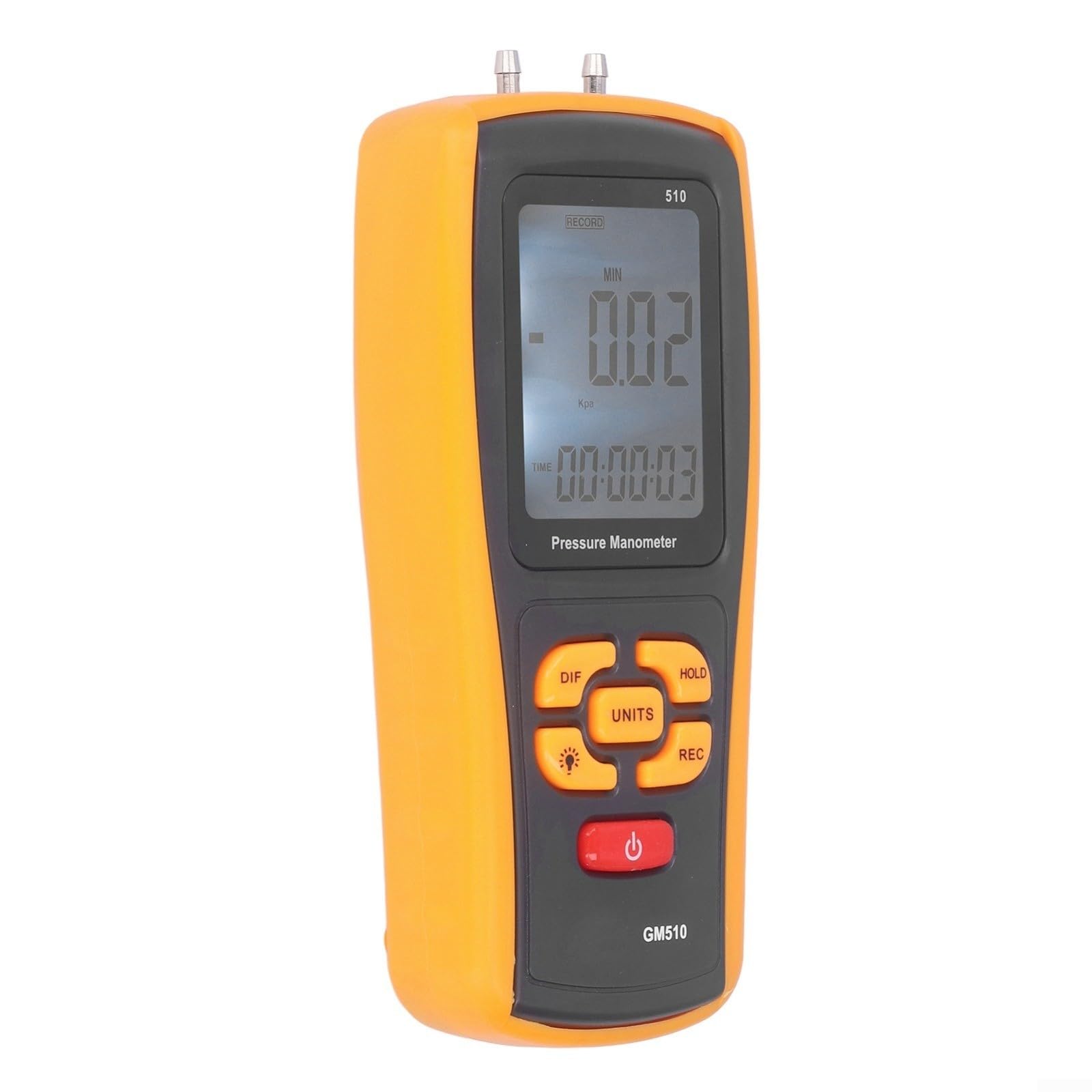 GM510 Digitales Differenzdruckmessgerät Mit USB, LCD-Hintergrundbeleuchtung ±10kPa Messbereich 0,5S Reaktionszeit Für Lüfter Für Druck, Filterwiderstand Kessel Für Druck Und Medizinische Geräte