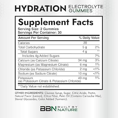 Built by Nature Hydration Electrolyte Gummies Electrolyte Gummies for Hydration & Dehydration Support 60 Gummy