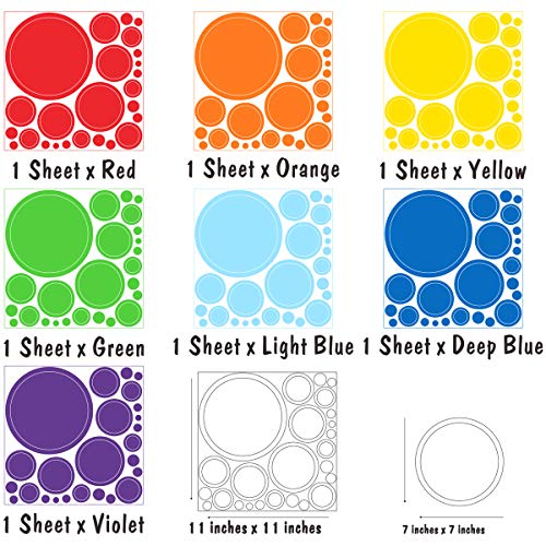 Mozamy Creative Dots Wall Decals (252 Count) Peel And Stick Polka Dots Wall Decal Primary Colors Polka Dot Decor Vinyl Circle Dot Decals Classroom Wall Decals Playroom Wall Decor #TOP5