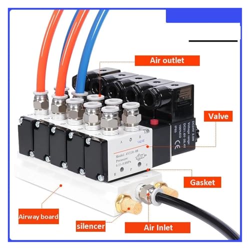 Distributeur pneumatique 4V210-08 bloc électrovanne 5/2 AC220V 9 stations
