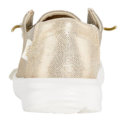 Image of HEYDUDE Girl's Toddler Wendy Metallic Sparkle Slip On Shoe | Easy On Loafer
