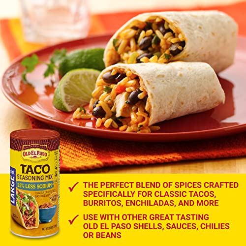 Image of Old El Paso Taco Seasoning, 25% Less Sodium, Large Size, 6.25 oz
