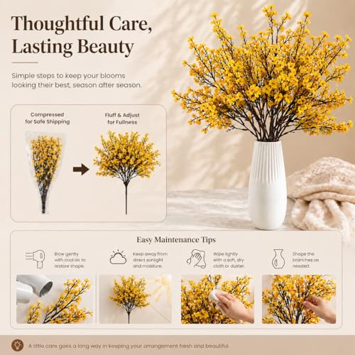 Image of Mandy's 6 Bundles Artificial Dark Yellow Baby's Breath Flowers