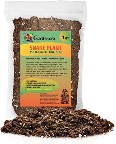 GARDENERA Premium Snake Plant Potting Soil Mix, Green Sansevieria Trifascatia Zeylanica Plants, Plant or Re-Pot Your Snake Plant - (1 Quart Bag)