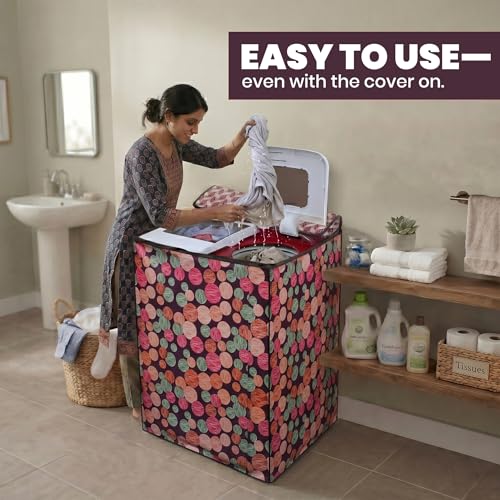 Image of DREAM CARE Waterproof & Dustproof Washing Machine Cover Top Load & Semi Automatic Suitable for 6 kg, 6.2 kg, 6.5 kg (80 x 86 x 51 cms)