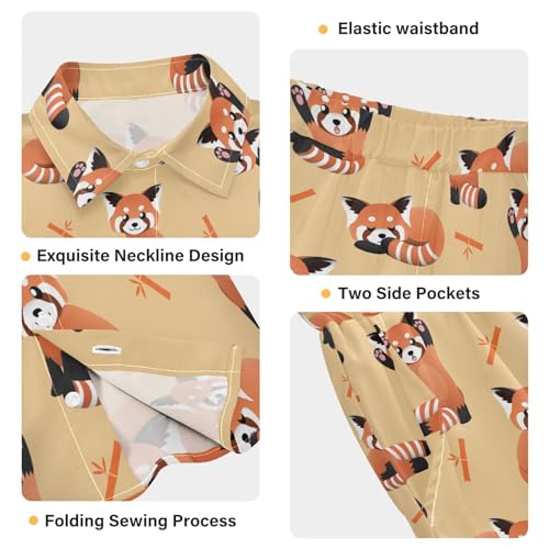 Image of visesunny Funny Boy's 2 Pieces Shirt and Short Set Casual Shirts Short Sleeve Beach Shorts Summer Outfits for 3-10 Years Kids