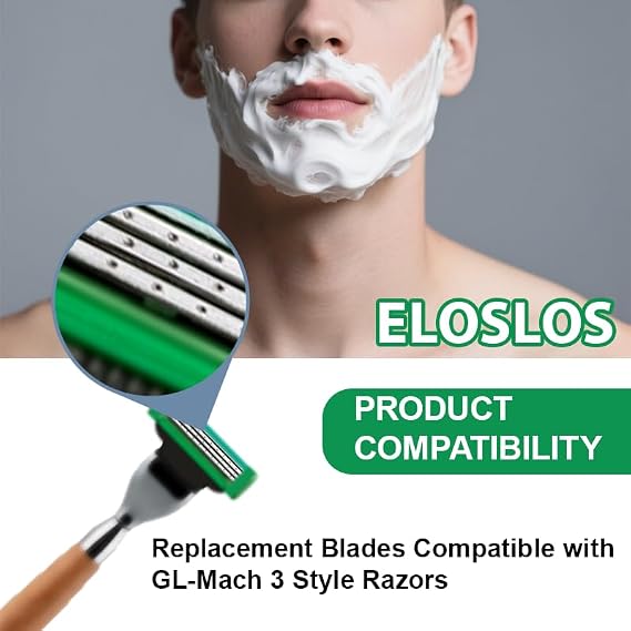 36 Blades Replacement Parts for GL-Mach 3 Style Razors (Green), Wet Razors Men's Blades Value Packs