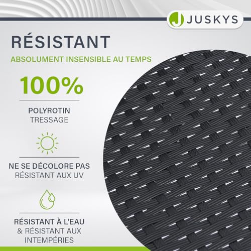 6 chaises jardin Yoro empilables rotin noir Juskys