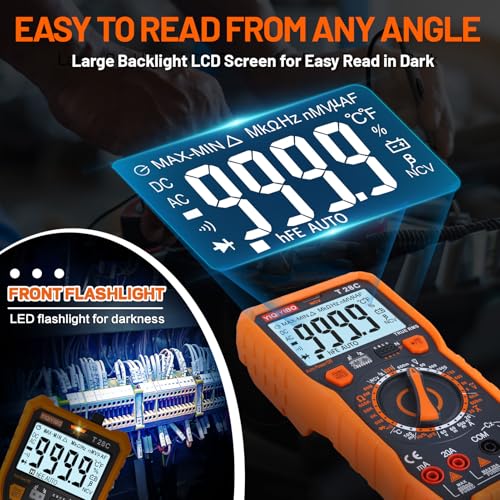 Miniatura 3 de Multímetro Digital Yiqiyibo, Manual Rango Polímetro 6000 Cuentas Ncv Trms, Voltimetro, Mide Voltaje Y Corriente Cc Ca, Continuidad, Resistencia, Diodo, Ciclo De Trabajo, Capacitancia Y Temperatura