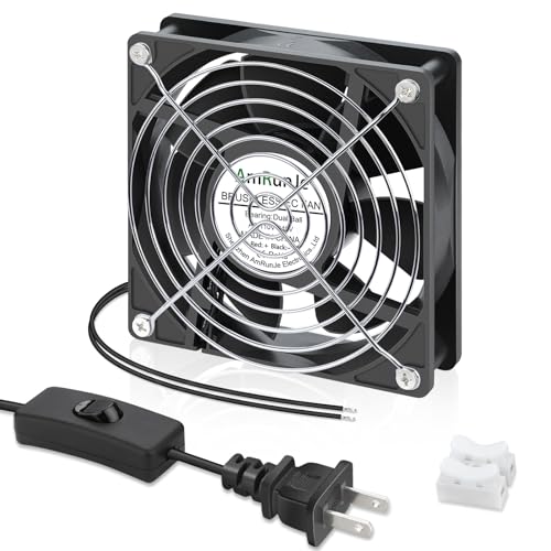 AmRunJe EC Cooling Fan 120mm x 25mm Small Brushless Axial Muffin Fan 110V 115V 120V 220V 240V Dual Ball Bearing for DIY Window PC RV Refrigerator Aquarium Exhaust Cooling