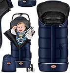 KIDIZ® Babyfußsack Baby Fußsack Winterfußsack Babyschale mit Reißverschluss Kuschelsack Babydecke Kinderwagen waschbar Tasche passend für alle Kinderwagen Bett Wärmedecke aus Thermo-Fleece Navyblau