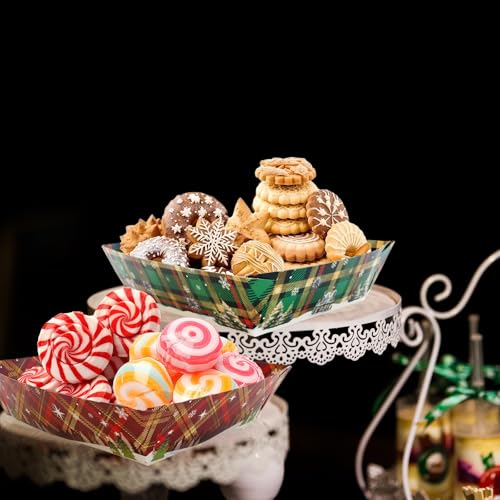 WorldBazaar 24Pcs Christmas Serving Trays Christmas Large Paper Plates Trays for Cookies Nacho Snack Serving Bowl Holiday Winter BBQ Party Supplies – Image 6