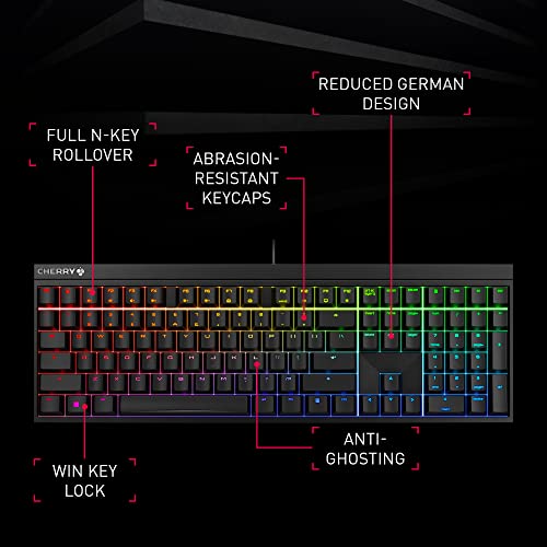 CHERRY MX 2.0S, Mechanical Gaming Keyboard with RGB Lighting, UK Layout (QWERTY), Wired, Designed in Germany, MX RED Switches, Black - Image 3