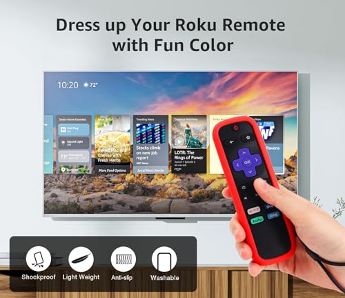 Image of 2 Pack Silicone Remote Case for Roku TV, Compatible with Roku Brands, Red and Dark Blue