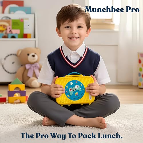 Image of rabitat Munchbee Pro Personalized Stainless Steel Kids Lunch Box 850ml- Food-Grade Steel Bento Tiffin | 2-Year Brand Warranty | Spill-Proof Flick-Lock | 3 Compartments, BPA-Free, School-Safe | Sparky