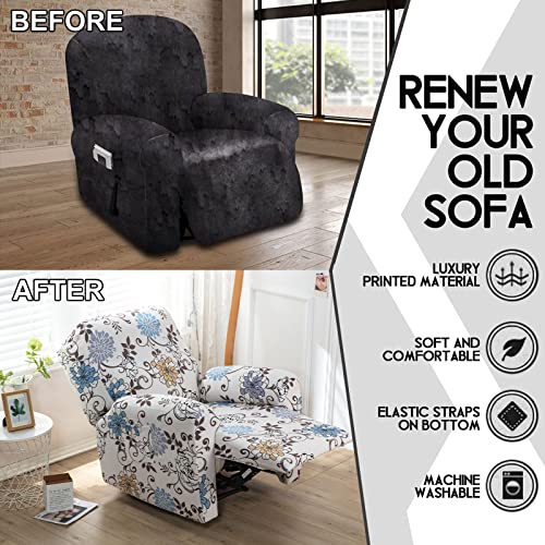 Crfatop Recliner Chair Covers With Pockets Single Recliner Cover 4-Pieces Lazy Boy Chair Cover Fallon Collection Slipcover For Recliner With Elastic Bottom,01 #TOP4