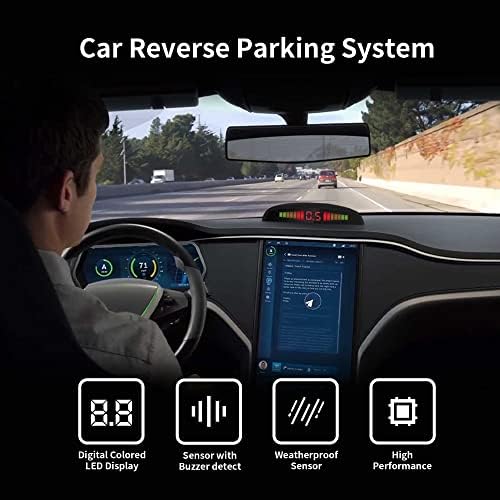 8-Sensor Car Reverse & Front Backup Sensor System with LED Display & Sound Alert – Universal Fit for Cars (Silver) - 2