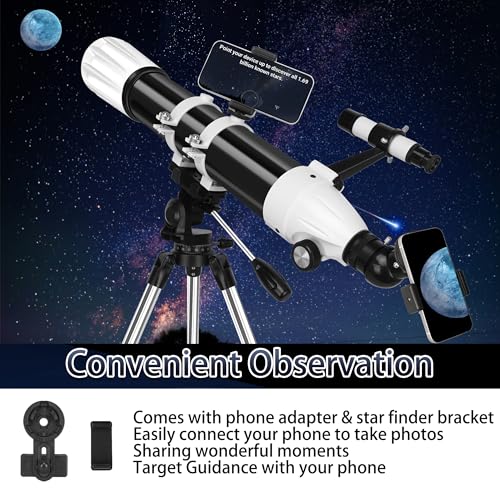 undefined Telescope, 90mm Aperture 900mm Astronomical Refractor Telescope for Adults High Powered - Multi-Coated Professional Telescopes for Astronomy Beginners with AZ Mount, Portable Carry Bag, Phone Adapter の商品画像 5