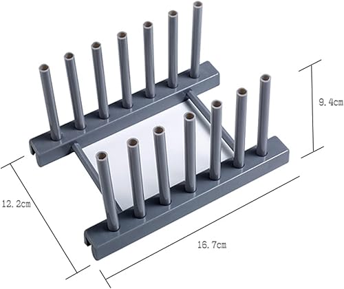 Miniatura 2 de Organizador de platos grises para gabinete, paquete de 4 soportes de plástico para platos que se mantienen secos para platos, cuencos, tabla de