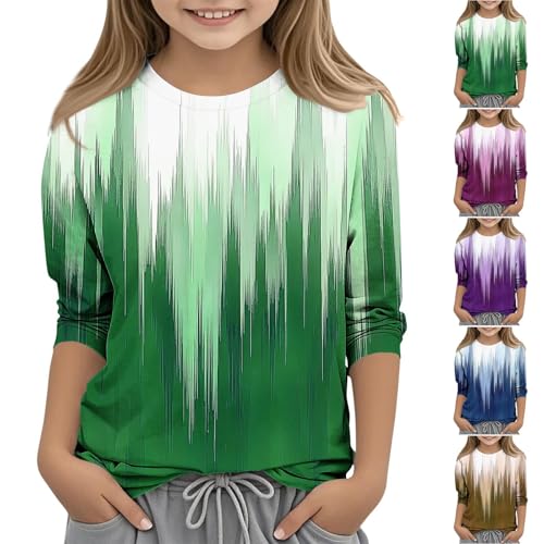 Girls' 3/4 Sleeve Tie Dye Cute T Shirts Loose Crewneck Summer Basic Tees Tops Trendy Casual Blouse for 3-12 Years2