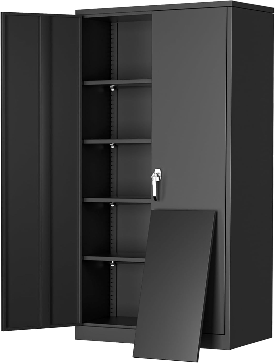 Greenvelly Metal Cabinet with Lock,72" Metal Storage Cabinet with 2 Doors and Adjustable 4 Shelves, Locking Cabinet for Home Office, Garage(36" W x 18