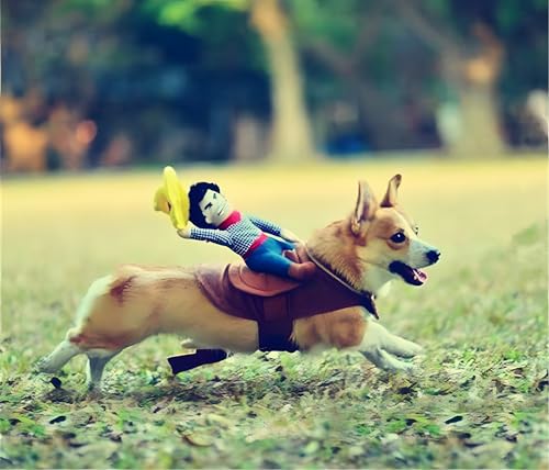 DELIFUR Hundekostüme Haustierkostüm Haustier Halloween Anzug Cowboy Rider Style Hunde Outfits (Cowboy, S)