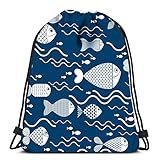 Material: 100% Polyester. JONINOT Kordelzug Taschen Cute Fiches Nahtloser Hintergrund Nahtloser Soft Polyester Gym Rucksack