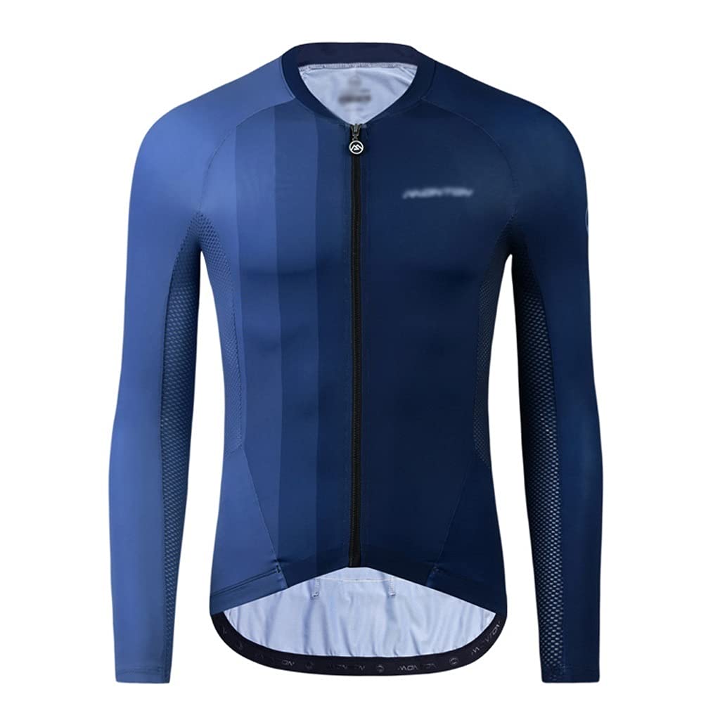 Męska odzież kolarska Jezyka jazda na rowerze Męska koszulka wyścigowa Oddychająca z długim rękawem MTB odzież rowerowa Koszula rowerowa, Gradient Stripes Design Męskie koszulki kolarskie(Blauw,M)