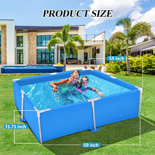 Raysfung 59X 59 Inch Above Ground Small Swimming Pool Square Mini Metal Frame Swimming Pool For Outdoor Kids #TOP1