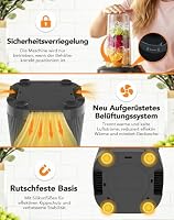 1000W Standmixer, Mixer, Glas 2-1 Mixer Smoothie Maker mit 1,5L Glaskrug und 600ml Reisebecher, Stufenlos Drehbare Drehregler, Selbstreinigung, für Ice-Crush-Funktion Shakes Gefrorene Getränke Saucen – Ansicht 5