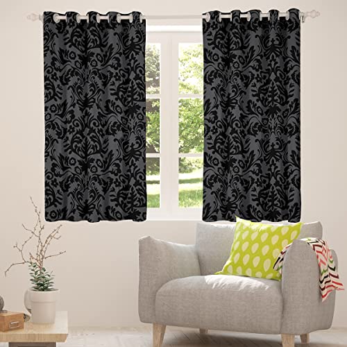 Adults Black Damask Blackout Curtains Antique Victorian Baroque Curtains & Drapes 52" Wx84 L Gothic Vintage Floral Window Curtains Bohemian Exotic Window Treatments 2 Panels Bedroom Decor #TOP1