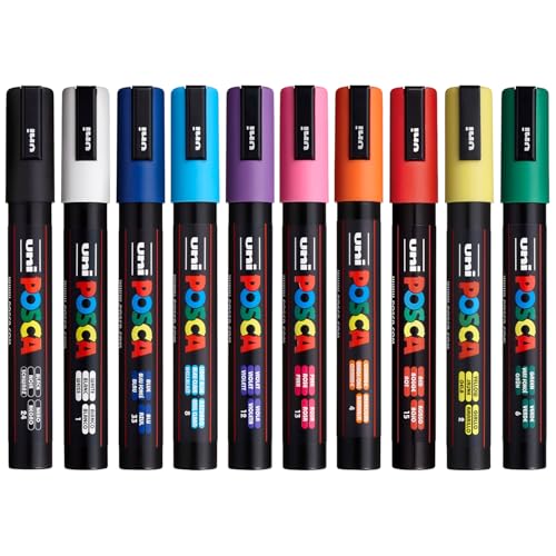 Posca PC-5M Waterbasis Permanente Marker Verf Pennen – 2,5 mm Medium Bullet Penpunt – Pack van 10