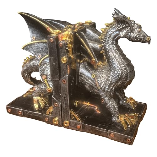 Large Steampunk Fantasy Dragon Statue, Decorative...