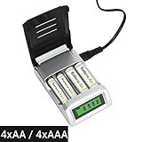 Universal Battery Charger For AA AAA Rechargeable Batteries with Overheat Protection Fast Charger & Discharger LCD display and Auto Switch Off (Battery Not Included)