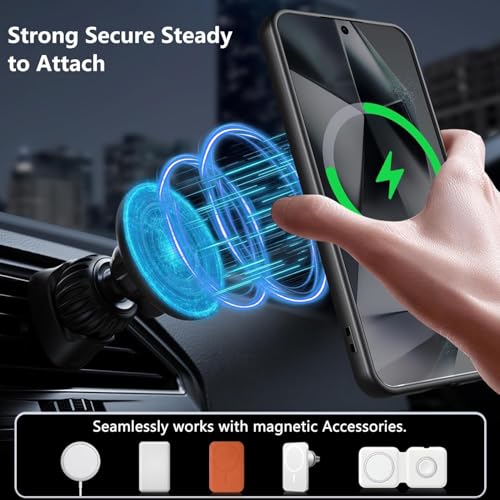 Image of DIZORO Compatible Samsung Galaxy A35 5g Case,Compatible with MagSafe, Non Yellow Military-Grade Drop Protection & Hard PC Back Cover Slim Transparent Anti-Scratch Shockproof Phone Case - Black