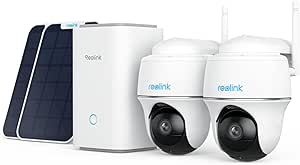 Reolink 2K Outdoor Surveillance Camera Set WLAN with Solar/Battery Operation, Local Storage, 360° Pan & Tilt Function, Outdoor Camera with IR Night Vision, Home Hub with 2 x Argus PT Lite + Solar asin的图片