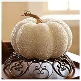 Breeze Touch Christmas Decorations Pumpkins Faux Foam Pumpkins for Thanksgiving Harvest Holiday Season Festive Tabletop Decoration White Color