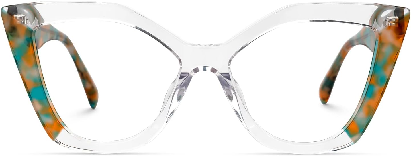 Zeelool Stylish Acetate Cat Eye Glasses Frame with Non-prescription Clear Lens Women Oversized Eyewear Spitler ZJGA100148